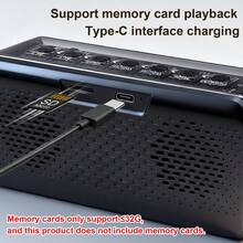 1200mAh可充电双闹钟带扬声器，便携式数字音乐播放器，适用于卧室、床头、办公室、厨房、旅行