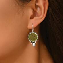1 Pair Retro Elegant Green Earrings, Suitable For Daily Wear - Green - View 8