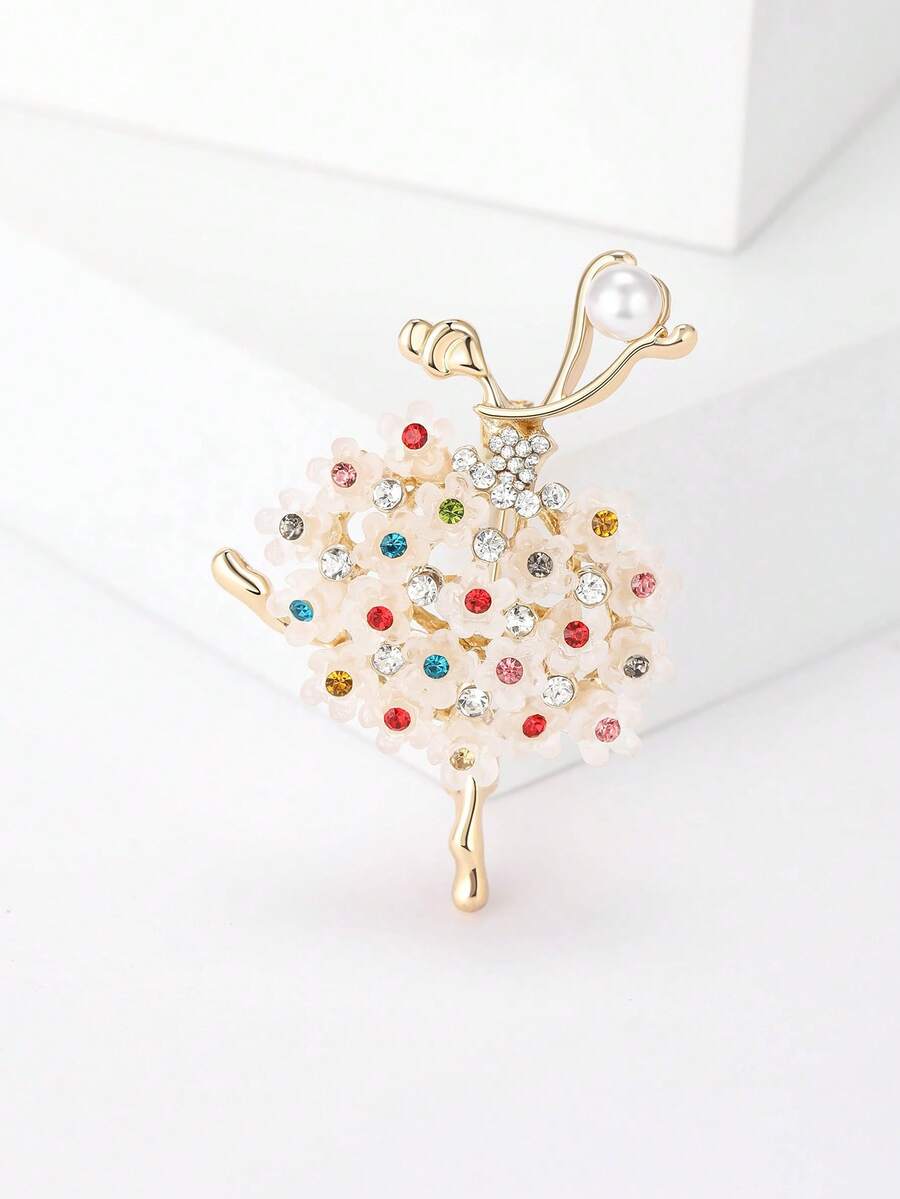 奢华水钻舞女胸针 - 女士男女通用休闲派对饰品/朋友礼物徽章装饰