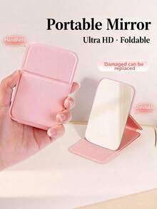 Espejo de maquillaje plegable portátil, espejo compacto de piel sintética (PU), adecuado como regalo, esencial para viajes, necesidad cosmética, fácil de almacenar, ideal para cumpleaños, graduación, Halloween, regalos de Navidad, decoración de sala de maquillaje - Multicolor - Ver 2