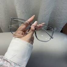 一副女士时尚全框方形透明眼镜，适合阅读、电脑使用、工作、上学和日常佩戴 - 黑色 - 查看 5