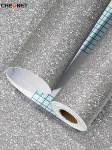 CHEONET-灰色闪光壁纸，即撕即贴，闪亮壁纸，乙烯基闪光自粘纸，现代可移除银色闪光壁纸，装饰墙面，即撕即贴，台面，家具DIY - 彩色 - 查看 2