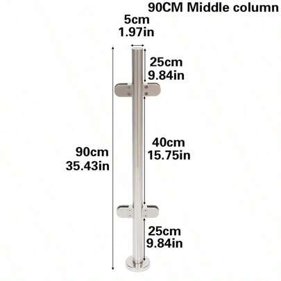Heavy Duty Glass Fencing Panels Post For 8-12 Mm Thick Glass | Stairs/Deck/Balcony/Pool Commercial Guardrail Posts, Modern Stainless Steel Finish, Metal Material