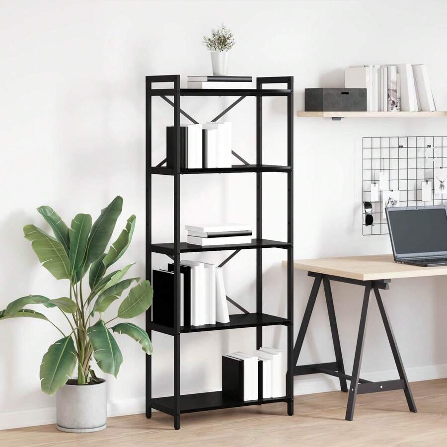 vidaXL Étagère Chêne noir 60 x 30 x 155 cm Bois d'ingénierie - Noir - Voir 1
