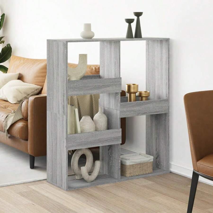 vidaXL Cloison de separation sonoma gris 100x33x115 cm made of engineering - Grigio - Visualizzare 1