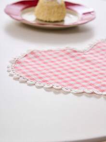 1/2/4/6 piezas Servilletas con encaje y estampado de corazones a cuadros en rosa, decoración de mesa de comedor dulce y linda para tazas/platos, adecuado para fiestas, cumpleaños, bodas, oficinas, hogar, dormitorios, todas las estaciones, Día de San Valentín - Rosa - Ver 9