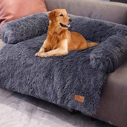 Dark Gray Soft Plush Dog Mat Sofa, Calming Dog Bed Ultra Soft Fur Pet Beds Soft Washable Pad Blanket Cushion Furniture Cover Protector Pet Bed For Dogs And Cats S 73x76x5cm