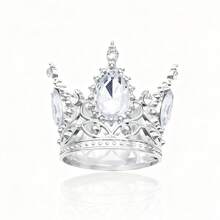 1 szt. Miniaturowa okrągła korona barokowa ze stopu metali, korona urodzinowa, tiara na prezent dla dorosłych kobiet, dekoracja na przyjęcie urodzinowe, ślubne akcesoria do włosów - Wielokolorowy (wersja mała) - Zobacz 18