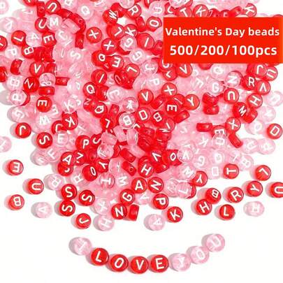 Yiwu Qiyou Accessories Co., LTD 500/200/100pcs 7mm Random Style Pink,Valentine's Day Colors, For Necklace Bracelet Jewelry Production, Beads & Bead Assortments