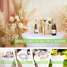 Spandex Cocktail Party Round Table Cover, Solid Color Elastic Polyester Tablecloth, Washable And Machine Washable, Wrinkle Resistant Elastic Table Skirt, Suitable For Wedding, Banquet And Party Decoration, With Multiple Solid Colors To Choose From - Multicolor - View 7