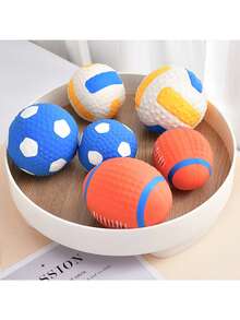 宠物发声玩具，狗狗磨牙玩具，狗狗发声排球/足球，清洁牙齿并发出声音，有助于减少无聊和破坏性行为 - 彩色 - 查看 4