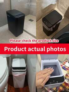 12L Automatic Touchless Bathroom Trash Can With Sensor And Lid, Waterproof Slim Electric Garbage Bin, Small Smart Ultra-Thin Plastic Waste Bin For Kitchen, Bathroom, Office, Camper, Bedroom, Living Room - Multicolor - View 3