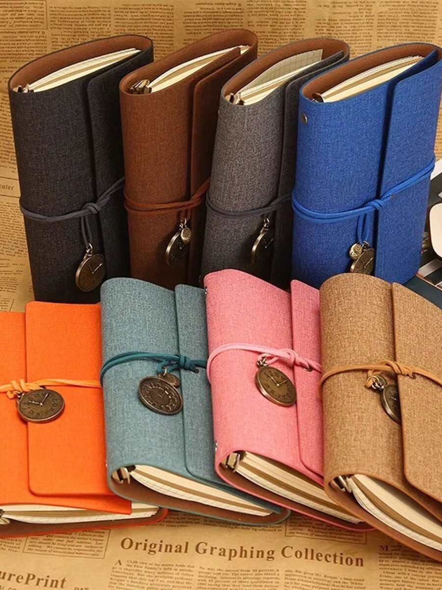 A6 Monthly Planner, Travel Notebook, Loose-Leaf Diary, Replaceable Six-Hole Binder, Replaceable Loose Pages, Reusable PU Leather Cover, PU Leather-Bound Six-Hole Binder Diary, Retro Replaceable-Leaf Travel Notebook (Includes Lined, Blank, Grid, And Kraft Paper), Scrapbook Diary With Pendant (A6, 80 Pages), Reusable Sticker Book/Sticker Collection Album (Will Not Damage Stickers), Ideal Gifts For Friends And Family.