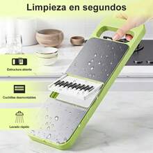 Cortador de Verduras Multifuncional con Cuchillas Intercambiables para Cocina - Verde - Ver 6