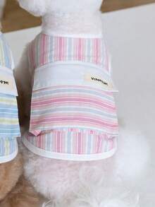 1pc Multi-Color Striped Pet Vest, Suitable For Cats And Dogs - Pink - View 3