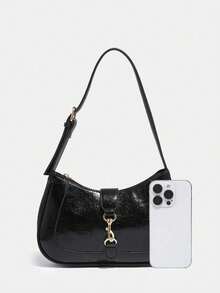 Novachic,1pc Retro Minimalist Hook Decor Adjustable Shoulder Strap Crescent Shape Bag, Suitable For Date, Outing, Party, Burgundy Glossy Crescent Shoulder Bag With Gold Metal Buckle Vintage Tote, Commuter Date Bag For The Discerning, Small Capacity Lightweight Underarm Bag, Top Handle Versatile Casual Design, Spring/Summer Fashion Underarm Pouch With Adjustable Strap, Large Capacity For Everyday Use, Spacious Capacity, Street & Japanese Bag For Women, Y2K Perfect For Spring, Summer, Autumn & Winter, Suitable For Women, Students And Office Workers Commuting, Casual Use Of Small Bags, Suitable For Girls, Ladies, Students, Office Workers, Commuting, School Outfits, Burgundy Red, Fashionable Burgundy Bag, Retro Inspired Bag For Women------Valentine's Day, Valentines, Valentines Day, Bag Charm, Purse Charm, Bag Charms, Beach Accesories For Women, Beach, Beach Bag, Vacation Essentials, Airplane Travel Essentials, Cruise Essentials, Valentines Gift, Valentine's Day Gift [US-Based Shipping]. - màu đen - Xem 6