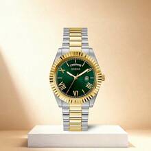 Guess GW0265G8 Classic Elegant Men's Quartz Analog Wrist Watch With Date/Day Display, Green Round Dial, Silver-Gold Stainless Steel Strap, Suitable For Daily Business Wear, Also An Ideal Gift For Men - Green - View 12