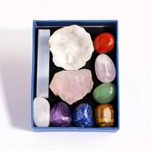 10pcs/Set Natural Crystal Chakra Set Amethyst Cluster Agate Cave Selenite - Crystal Furniture Decoration Gift Set For Christmas Thanksgivi - Chakra Set - View 3