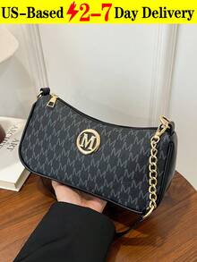 Women's Vintage Crossbody Bag With Gold Chain And M Pattern,Retro Letter Print Shoulder Purse For Women, Chic Crossbody Bag For Travel, Commute, Dates & Daily Outings, Fashion Shoulder Bag, Fashion Handbag, Metal Decoration, Designer-Inspired Tote Bag, Elegant Everyday Clutch, Crossbody Bag,Purse Fits Phone, Wallet, Keys In White, Black & Coffee Brown,The Best Gift Choice, Birthday Gift, Valentine's Day[US Local Warehouse] - 彩色 - 查看 13
