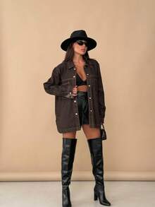 SQUALO Women's Blue Washed, Ripped, And Distressed Effect Jeans Street Style - Brown - View 6