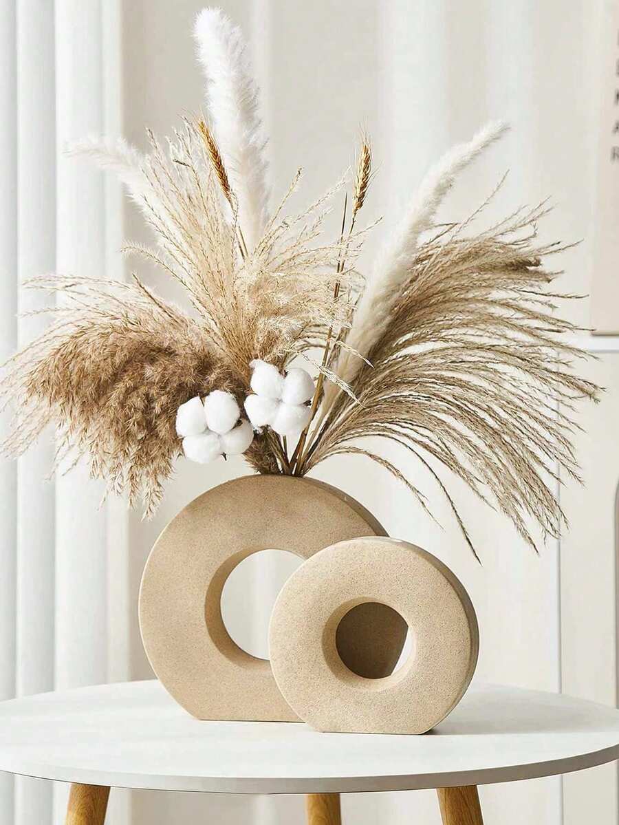 Nordic Minimalist Home Decor Vase, Wedding Centerpiece, Bohemian Donut Shaped Vase, Modern Simple Round Flower Vase For Office Desk, Living Room, Suitable For Decoration - Brown - View 1