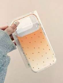 Gradient Orange Star Design Minimalist Korean Style Phone Case Compatible With IPhone 17 Pro Max, 16 Pro, 15 Pro, 14, 13, 15, Silicone Full Coverage Luxury Feeling - Orange - View 2