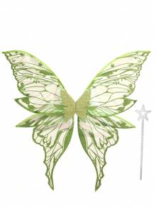 31.5" X 29.5" Adult Fairy Wings Costume Set - Suitable For Carnival Parties. Large Butterfly Wings With Flower Crown. Fairy Costume Set Includes Magic Wand And Elf Ears. - A - View 22