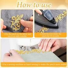 4.37 Yards Gold Lace Trim For Sewing Appliques Embellishments Embroidery Fabric Polyester Ribbons Metallic Border Iron On Floral Lace Patches Wide Adhesive Goldenrod For Costumes Gowns Hat Decoration - Vàng - Xem 4