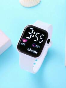 4pcs Heart-Shaped LED Digital Watch, Minimalist Square Unisex Sports Electronic Wristwatch