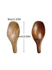 1个创意小木勺，日式短柄宽口迷你木勺茶叶勺 - 彩色 - 查看 8