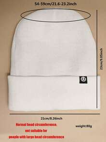 1顶男女通用纯色真丝内衬折叠针织帽，保暖冬季情侣帽，带logo标签，时尚护耳保暖帽 - 彩色 - 查看 2