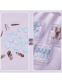 Nail Sticker Storage Box With Double-Sided Tape, Transparent Plastic Nail Sticker Storage Box, Nail Sticker Display Box, Transparent Nail Box, False Nail Storage Box, Transparent Tape Artificial Nail Display And Organization Box, Nail Sticker Display Rack With Double-Sided Tape, Suitable For Press-On Nails - Multicolor - View 7