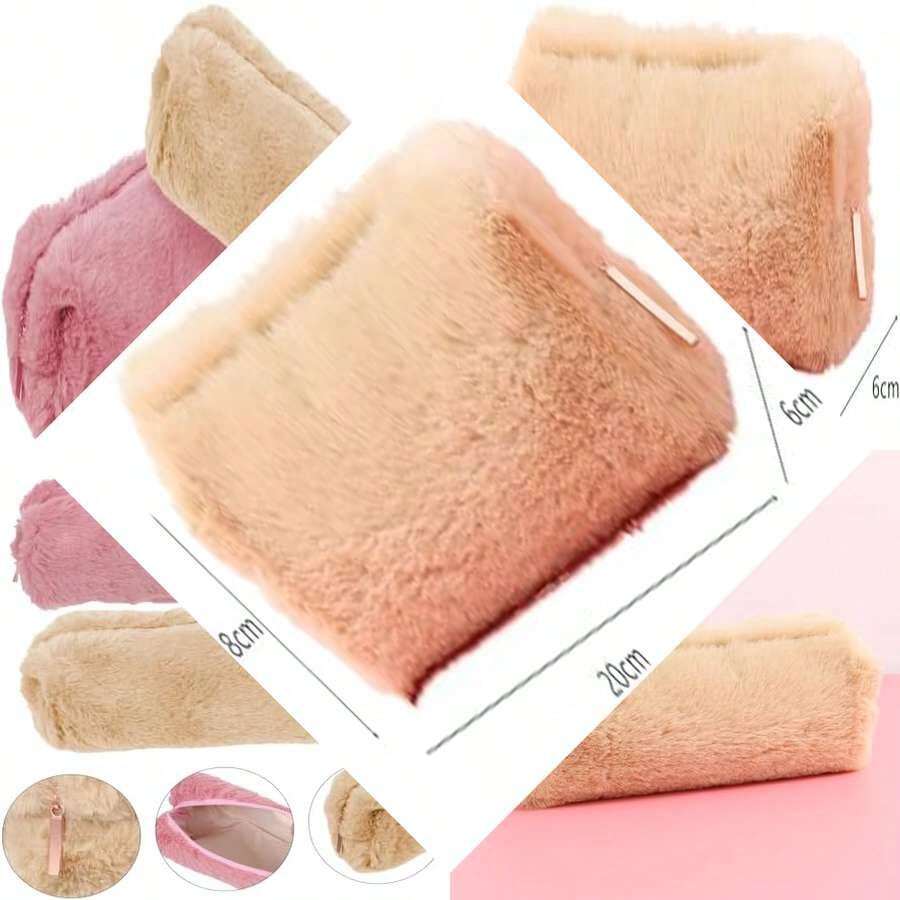 Solid color felt case, stationery cover, beautiful makeup bag, storage bag for wallet, suitable for adolescents, girls, boys, students - como en la foto - Ver 1