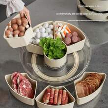 Rotatable Fruit Plate With Lid And Handle; Refrigerator Crisper Storage Box, Outdoor Camping Multi-Purpose Snack Plate, Large Cold Cut Meat, Vegetable And Fruit Plate For Tos, Parties And Travel Picnics - Nhiều màu - Xem 5