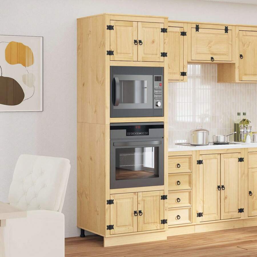 vidaXL Armoire avec étagère Miel 66 x 58 x 207 cm Pin solide - Tabac - Voir 1