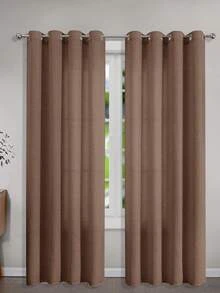 1pc/2pcs Modern Solid Blackout Curtains With Top Loops, Sheer Voile Curtains For Living Room, Bedroom Curtains Balancing Privacy And Light, Deep Brown Curtains - Dark Brown - View 1