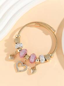 1pc Stainless Steel Swan Love Pendant Bracelet For Teen - Multicolor - View 2