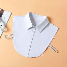 1pcs Ladies Removable Striped Shirt Collar, Pointed Fake Collar With Modest Decoration, Casual Polyester Knitted Accessories, Suitable For Spring, Autumn And Winter Minimalist Solid White False Collar - Women's Removable Pointed Shirt Extender For Bulky-Free Style. Versatile Layering Accessory For Sweaters & Blazers. Durable Polyester Knitted Piece For Daily Office And Casual Wear. - 白色 - 查看 9
