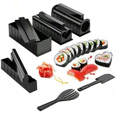 10-teiliges Sushi-Formen-Set, DIY-Sushi-Maker, nicht-elektrischer Sushi-Maker-Kombination, zur Herstellung von Sushi-Rollen und Sushi-Formen.