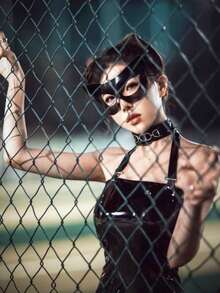 Máscara de gato para mujeres, máscaras de mascarada para mujeres, máscaras de conejo, máscara de cara de gato para discoteca, cóctel y cosplay - Negro - Ver 7