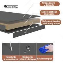 Mesa de Juego Pequeña en Forma de L con Toma de Corriente, Mesa en Forma de L con Soporte para Monitor y Estante de Almacenamiento, Mesa de Juego - Negro - Ver 10