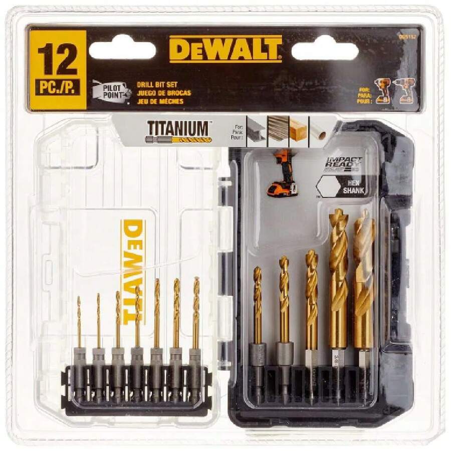 DEWALT DD5152 - Titanium Drill Bit Set, Impact Ready, Ideal For Metal, Wood And Plastic, 12 Pieces, 39508621 - 西瓜粉 - 查看 1