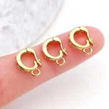 2 chiếc khóa cài dạng hạt đính đá Zirconia mạ vàng 18K bằng đồng thau, khóa cài lò xo, kẹp cài dùng để làm trang sức DIY, phụ kiện vòng tay, dây chuyền và mặt dây chuyền. - Nhiều màu - Xem 9