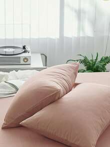 1 chiếc vỏ gối trang trí cỡ nhỏ, màu xám hồng trơn, chống xù lông, thoáng khí, kiểu Nhật Bản, dùng được cả bốn mùa, phù hợp cho giường đơn/đôi/nữ hoàng/vua. - Bụi hồng - Xem 6