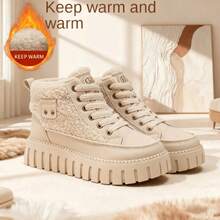2025 Winter Fashion New For WomenSnow Boots, Plush Cute Plush Thick Bottom Lace-Up For Women Snow Boots,Ankle Boots.Women's Short Plush Lined Snow Boots - Anti-Slip & Perfect For Outdoor Winter Boots For Women - 卡其色 - 查看 4