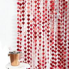 Red Heart Rain Curtain Tassel Valentine's Day Wedding Engagement Anniversary Party Background Decoration Suitable Wedding Anniversary Valentine's Day Party Background Wall Decoration Rain Silk Curtain - 1pc - 查看 3