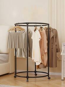 1pc Easy Assembly Clothes Rack With Wheels, Rotatable Vertical Bar Garment Hanger Stand For Bedroom, Home, Balcony, Movable Rolling Clothes Drying Rack - Multicolor - View 3