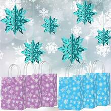 16 Pieces Snowflake Party Favor Bags Frozen Candy Treat Bags For Frozen Party Supplies Birthday Wedding Christmas Drations - transparent - Voir 5