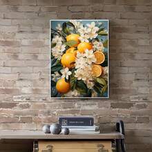 5D钻石画艺术套装，以鲜艳的黄色柠檬和纯净的柠檬花为特色，DIY手工艺术墙饰，客厅礼物，生日和毕业礼物，钻石画 - 彩色 - 查看 4