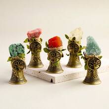 1 pieza Campana de cobre con piedra cristal natural en bruto, campana de latón para decoración del hogar, regalo de Navidad, recordatorio de llamada de cama, decoración de Navidad - Campana de piedra cruda - Ver 10